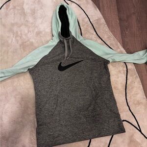 Nike Therma-Fit Gray Hoodie with Mint Trim and Black Lining